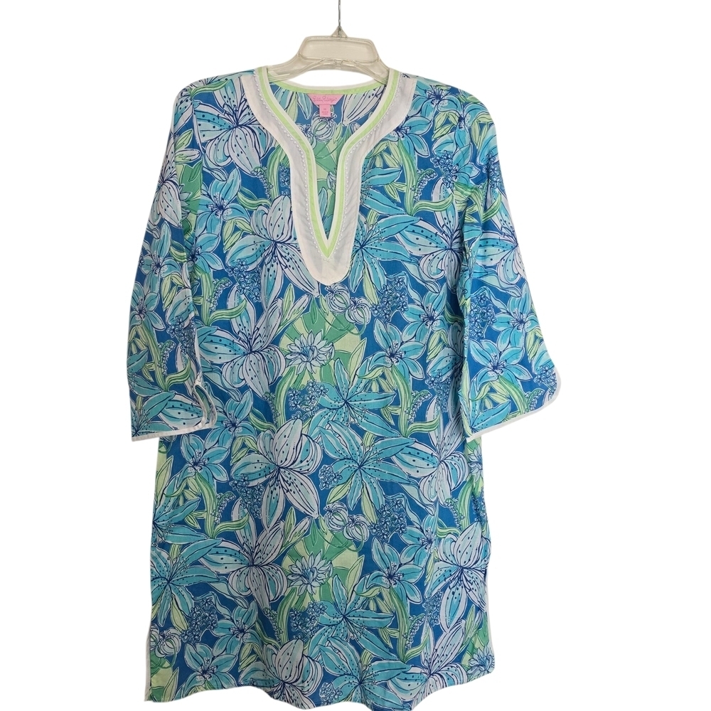 Lilly Pulitzer Vibrant Blue and Green Floral Dress - Picture 1 of 4